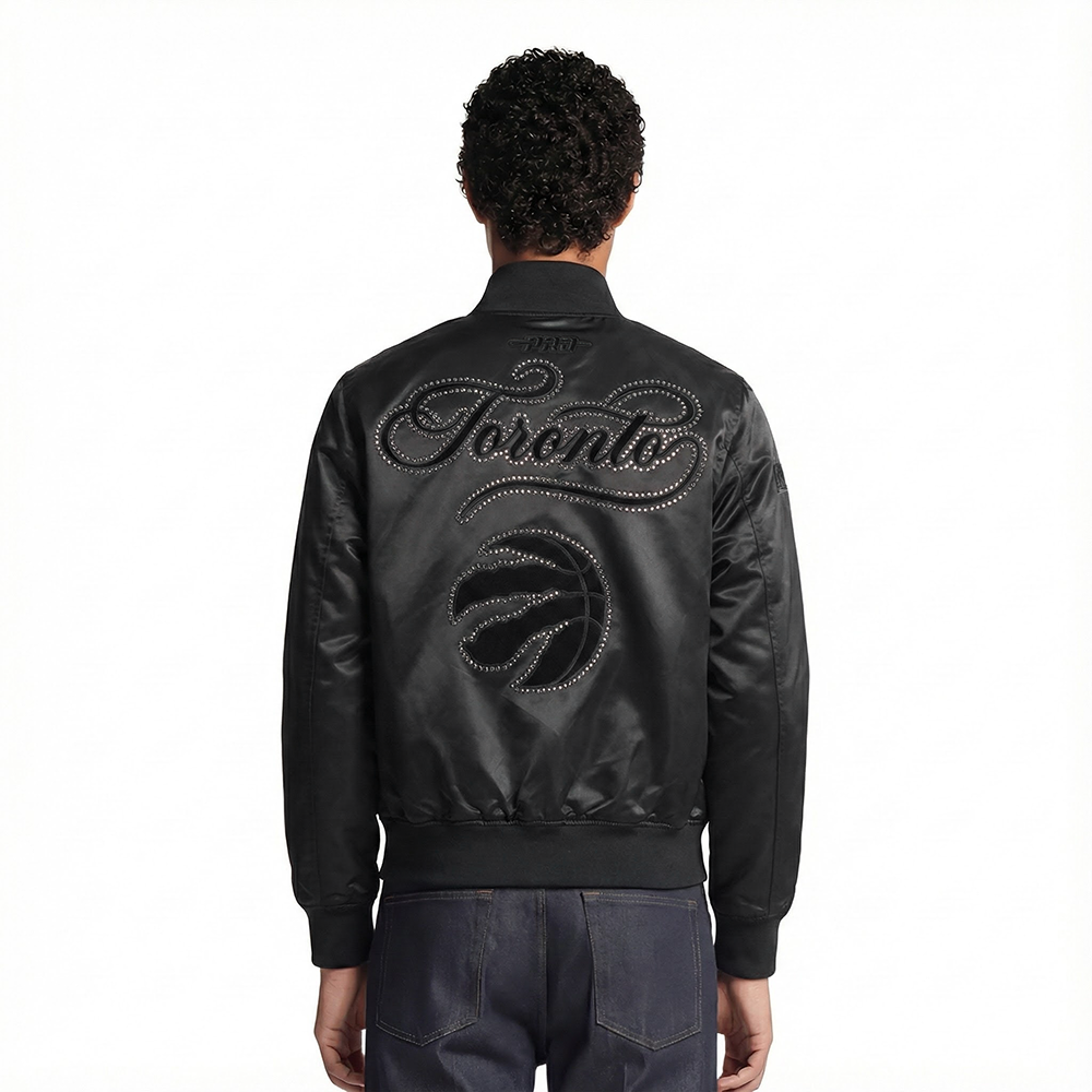 NBA TORONTO RAPTORS BLACKOUT MEN'S SATIN JACKET (BLACK)
