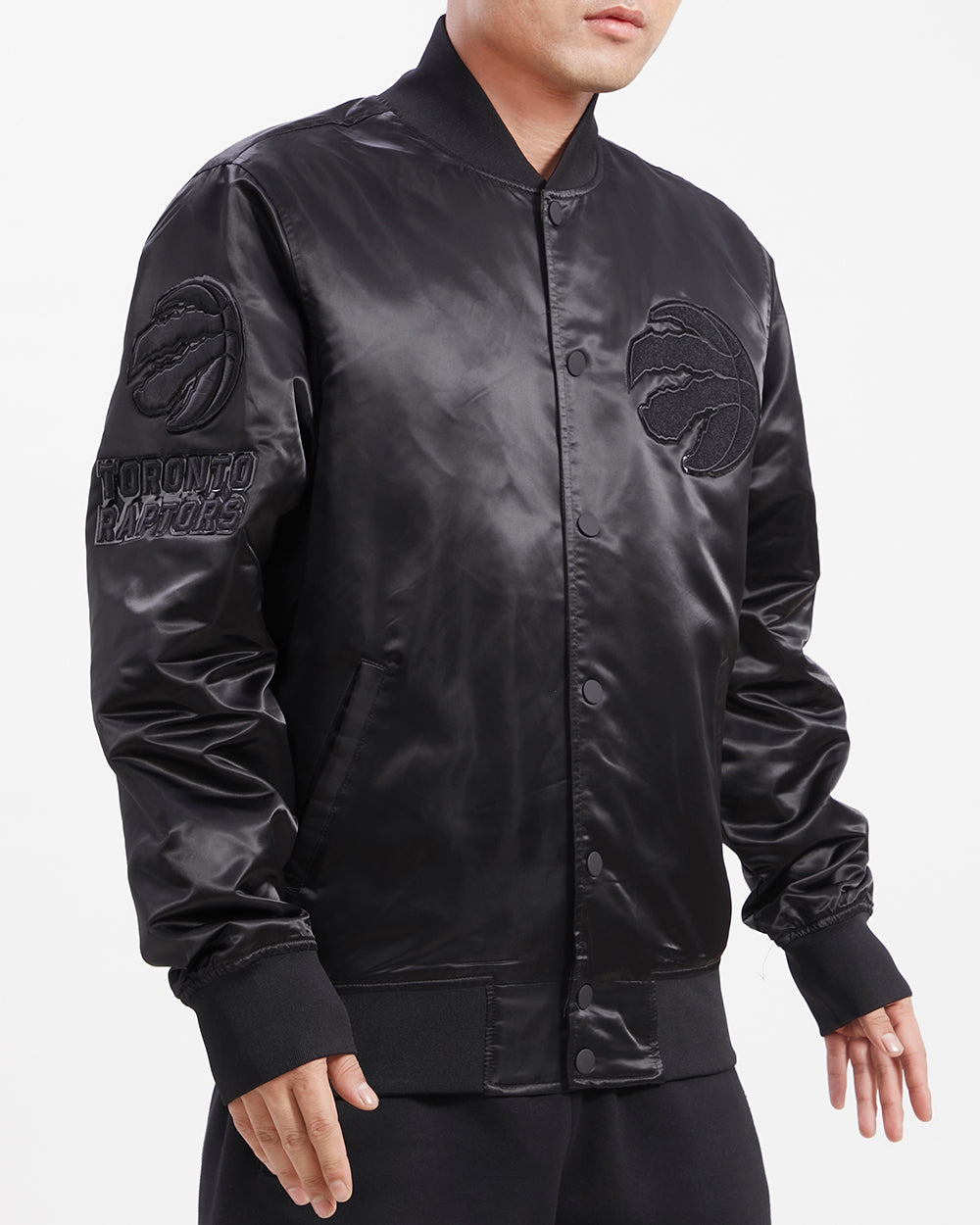 NBA TORONTO RAPTORS TRIPLE BLACK MEN'S SATIN JACKET (TRIPLE BLACK)
