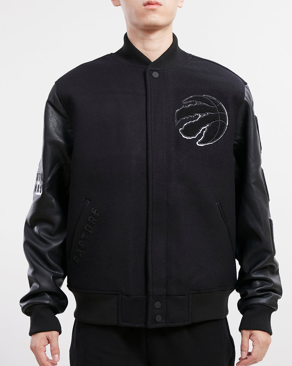 NBA TORONTO RAPTORS TRIPLE BLACK WOOL MEN'S VARSITY JACKET (TRIPLE BLACK)