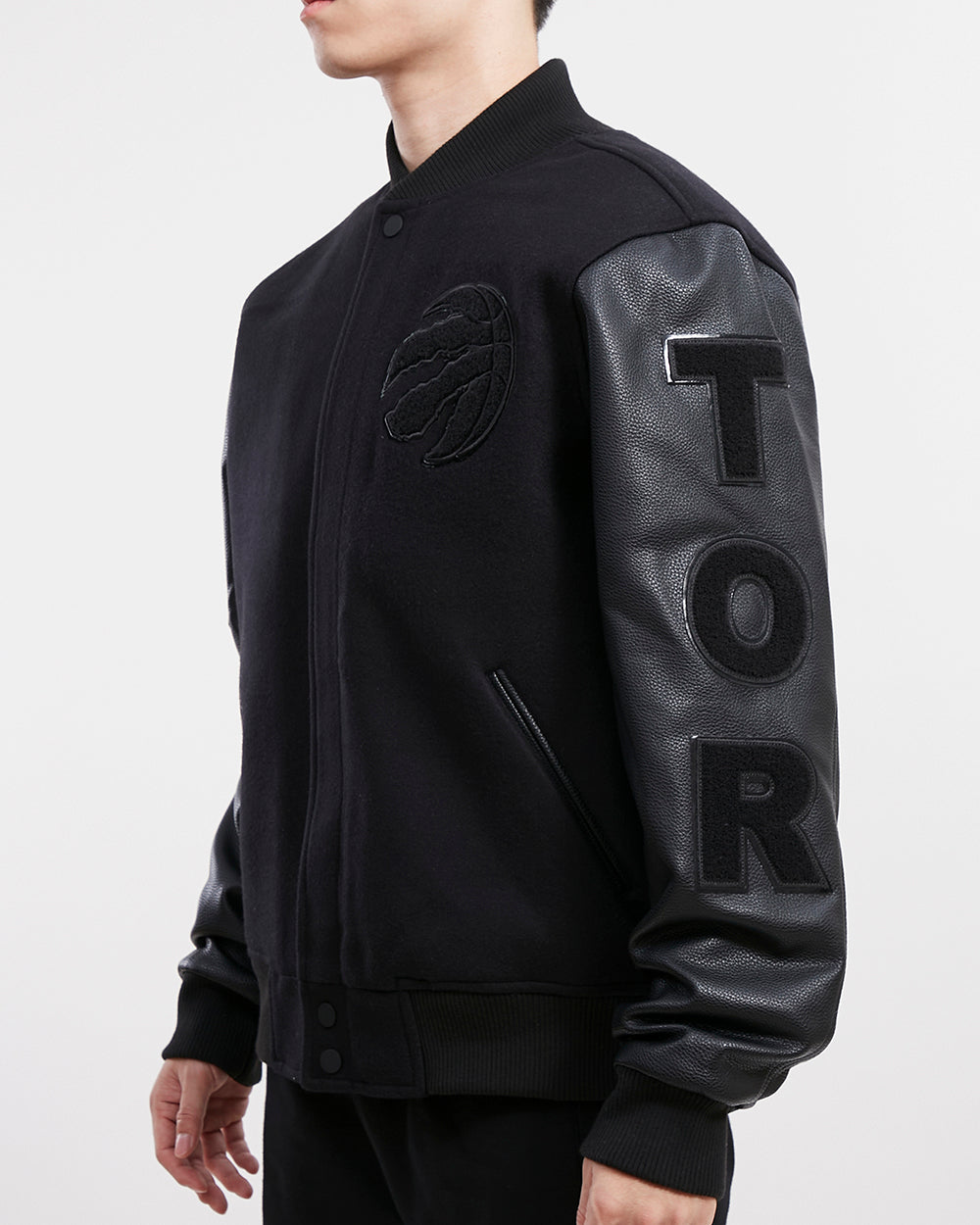 NBA TORONTO RAPTORS TRIPLE BLACK WOOL MEN'S VARSITY JACKET (TRIPLE BLACK)