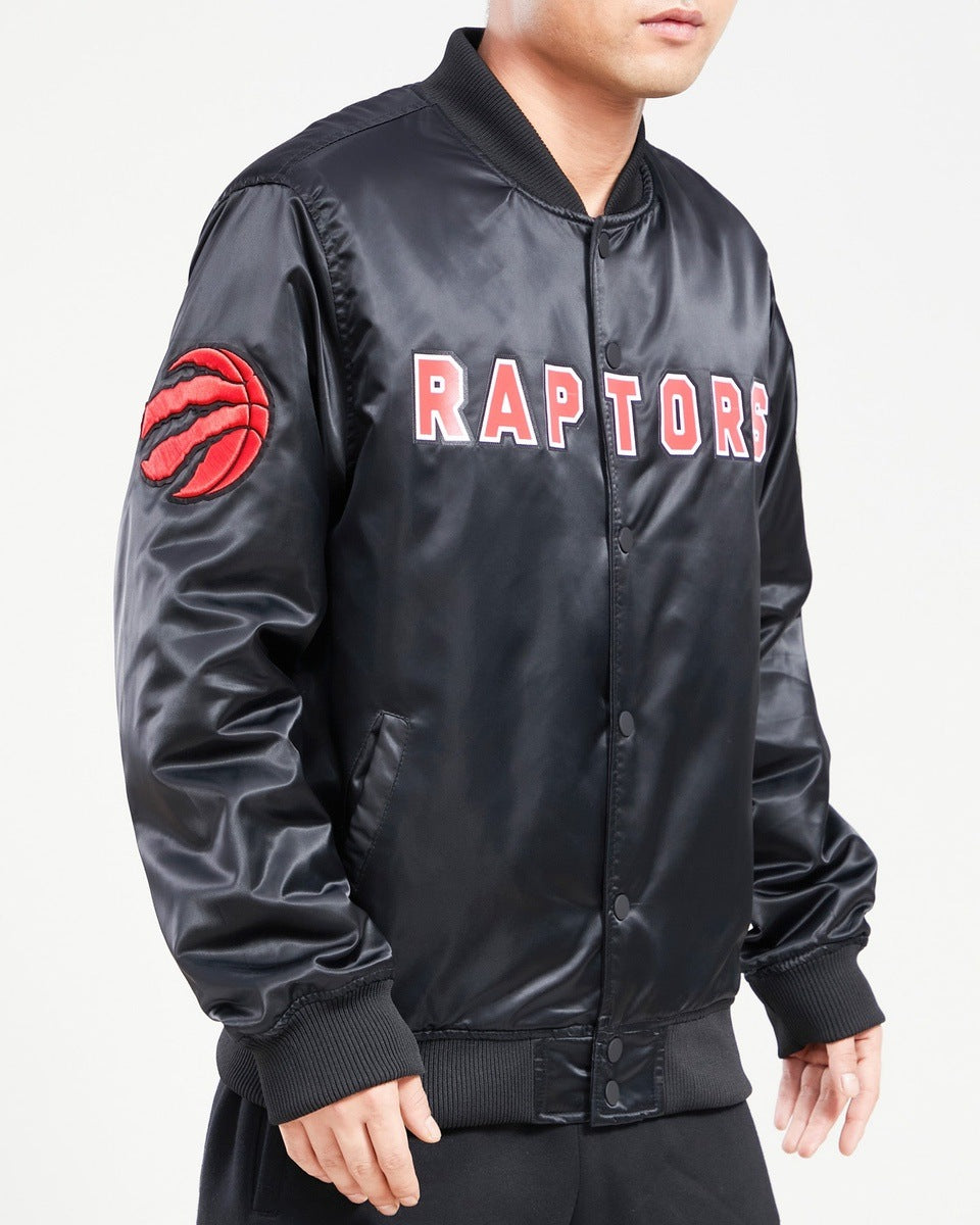 NBA TORONTO RAPTORS BIG LOGO MEN'S SATIN JACKET (BLACK)