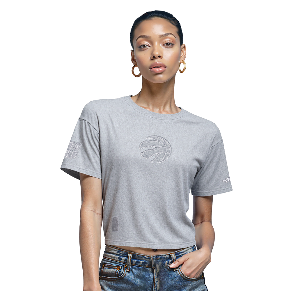 NBA TORONTO RAPTORS REVERSE FRENCH TERRY WOMEN'S SJ BOXY TEE (DARK HEATHER GRAY)