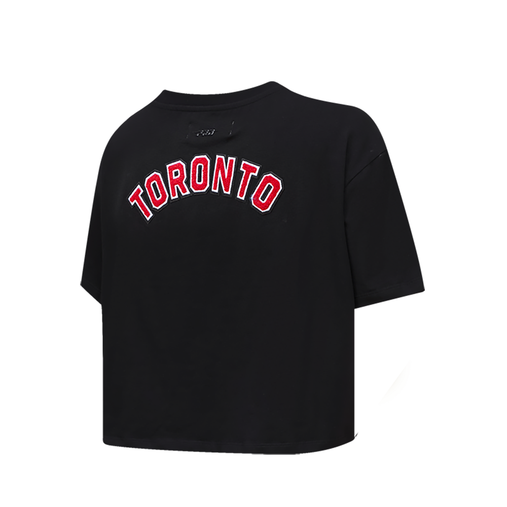 NBA TORONTO RAPTORS CLASSIC T-SHIRT EN JERSEY SIMPLE À COUPE CARRÉE POUR FEMME (NOIR)