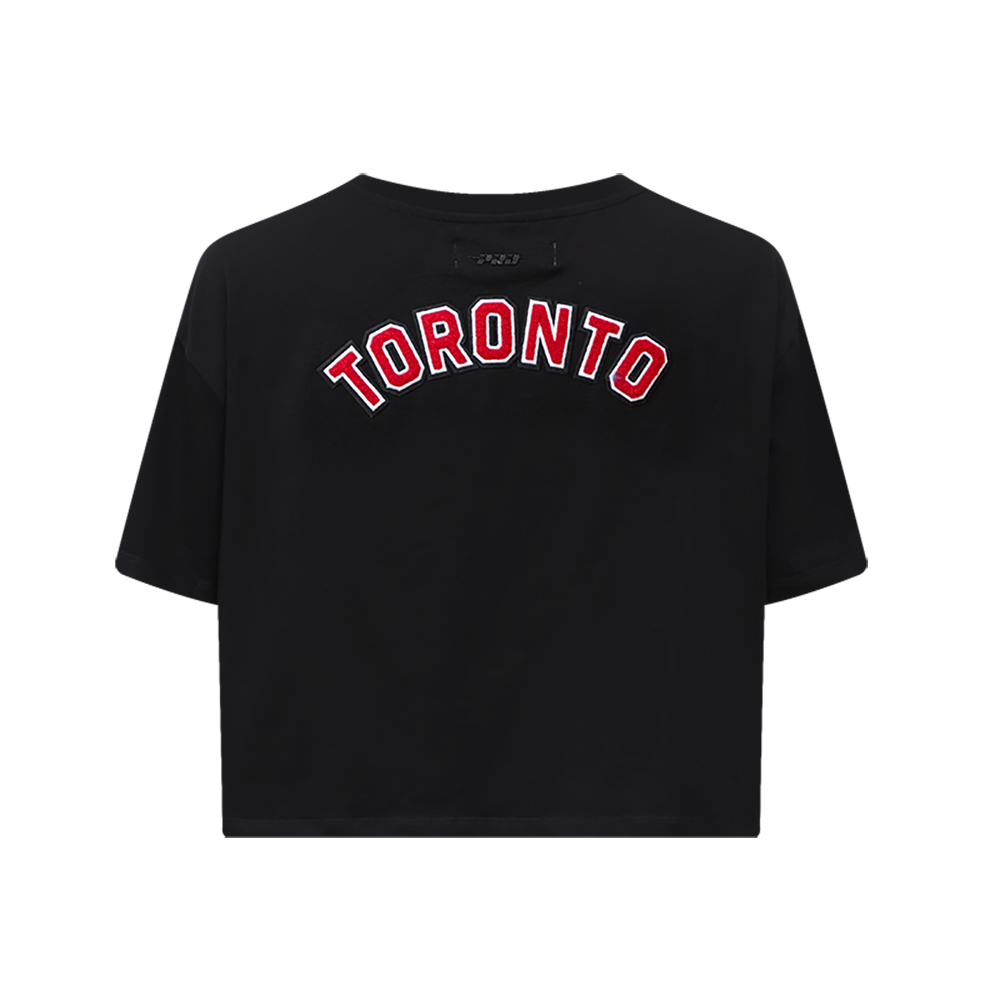 NBA TORONTO RAPTORS CLASSIC T-SHIRT EN JERSEY SIMPLE À COUPE CARRÉE POUR FEMME (NOIR)