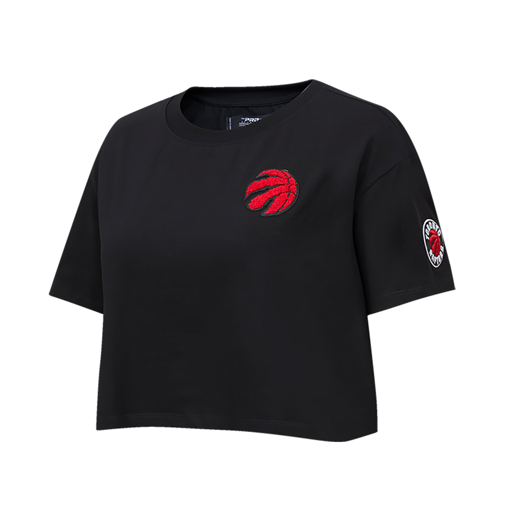NBA TORONTO RAPTORS CLASSIC T-SHIRT EN JERSEY SIMPLE À COUPE CARRÉE POUR FEMME (NOIR)
