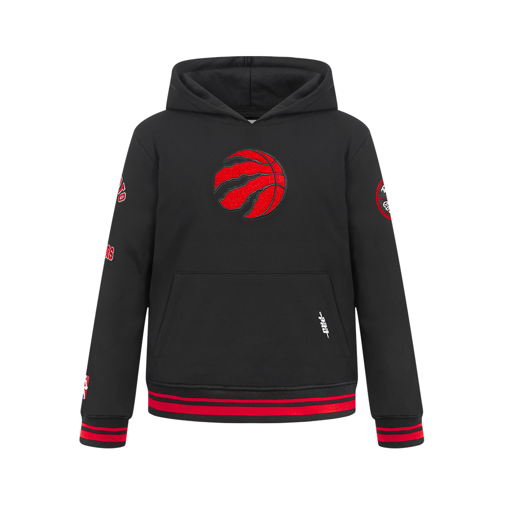 NBA TORONTO RAPTORS RETRO CLASSIC BIG BOY'S RIB FLEECE PULLOVER HOODIE (BLACK/RED/BLACK)