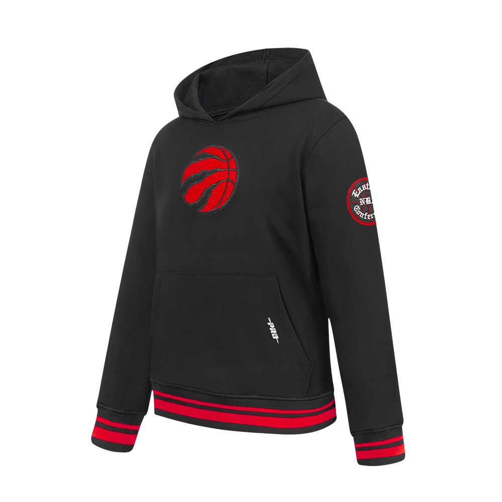 NBA TORONTO RAPTORS RETRO CLASSIC BIG BOY'S RIB FLEECE PULLOVER HOODIE (BLACK/RED/BLACK)