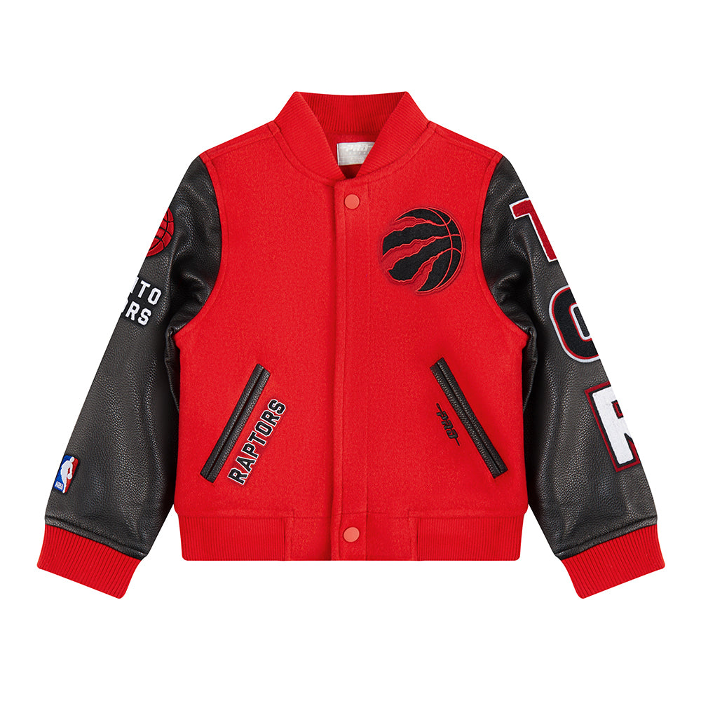 NBA TORONTO RAPTORS CLASSIC BIG BOY'S WOOL VARSITY JACKET (RED/BLACK)