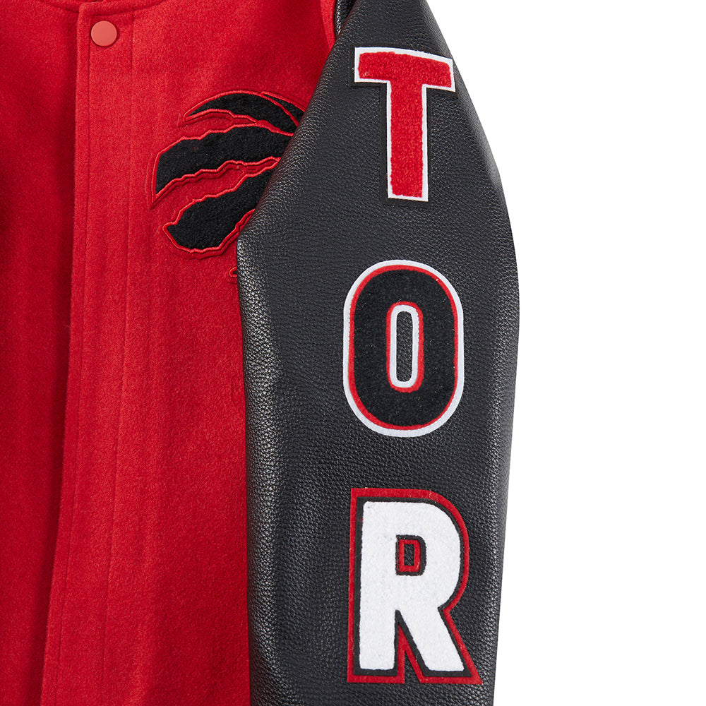 NBA TORONTO RAPTORS CLASSIC BIG BOY'S WOOL VARSITY JACKET (RED/BLACK)