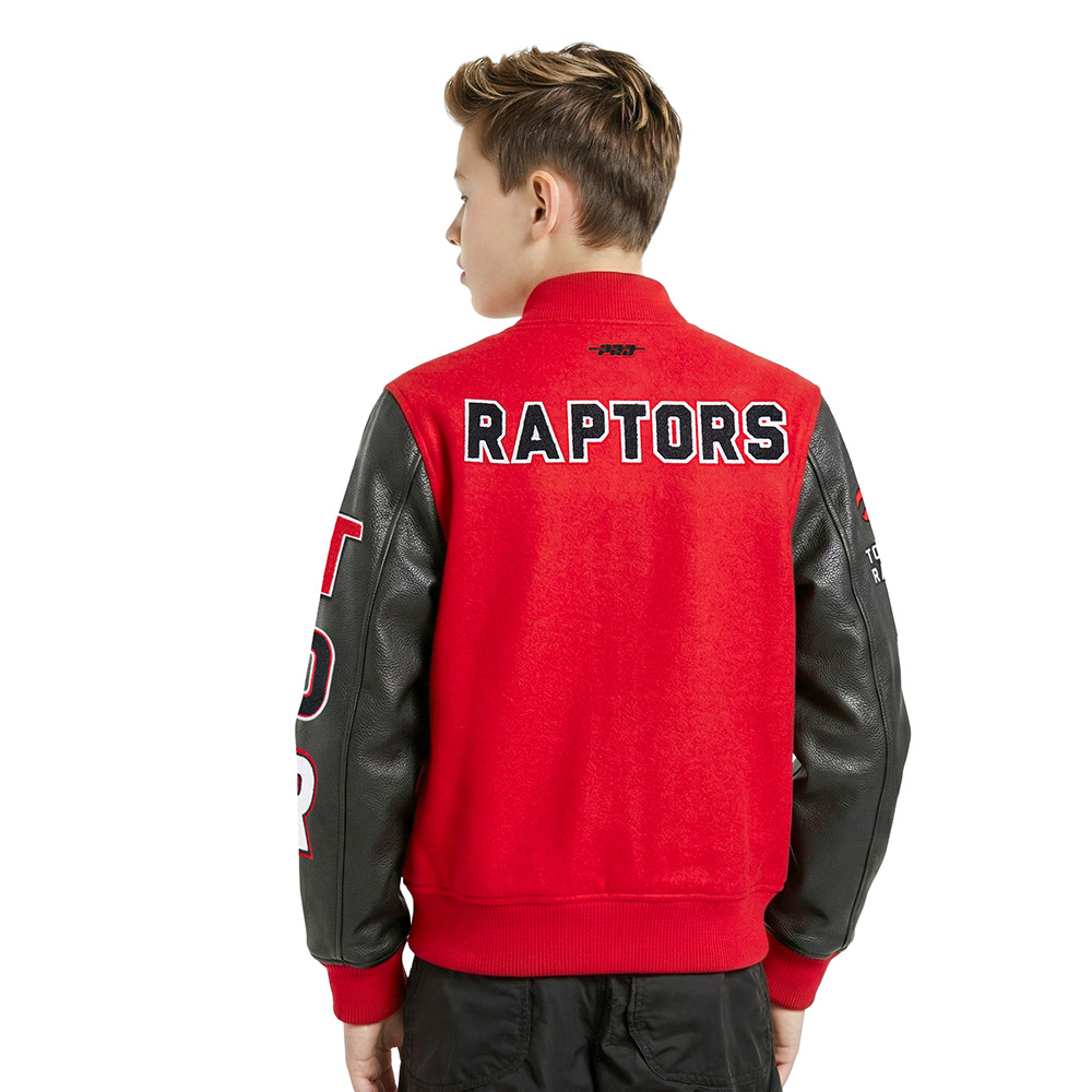 NBA TORONTO RAPTORS CLASSIC BIG BOY'S WOOL VARSITY JACKET (RED/BLACK)