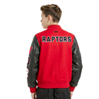 NBA TORONTO RAPTORS CLASSIC BIG BOY'S WOOL VARSITY JACKET (RED/BLACK)