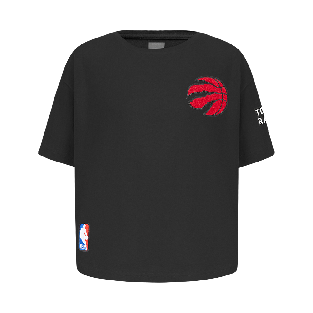 NBA TORONTO RAPTORS CLASSIC T-SHIRT À COUPE CARRÉE À MANCHES COURTES POUR FILLE JUNIOR (NOIR)