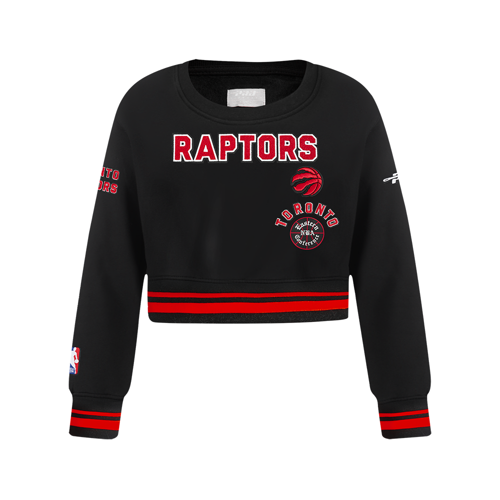 NBA TORONTO RAPTORS RETRO CLASSIC CHANDAIL À COL ROND EN MOLLETON CÔTELÉ POUR FILLE JUNIOR (NOIR/ROUGE/NOIR)