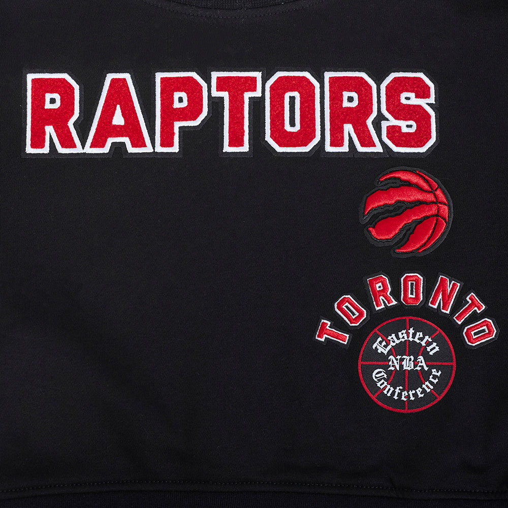 NBA TORONTO RAPTORS RETRO CLASSIC CHANDAIL À COL ROND EN MOLLETON CÔTELÉ POUR FILLE JUNIOR (NOIR/ROUGE/NOIR)