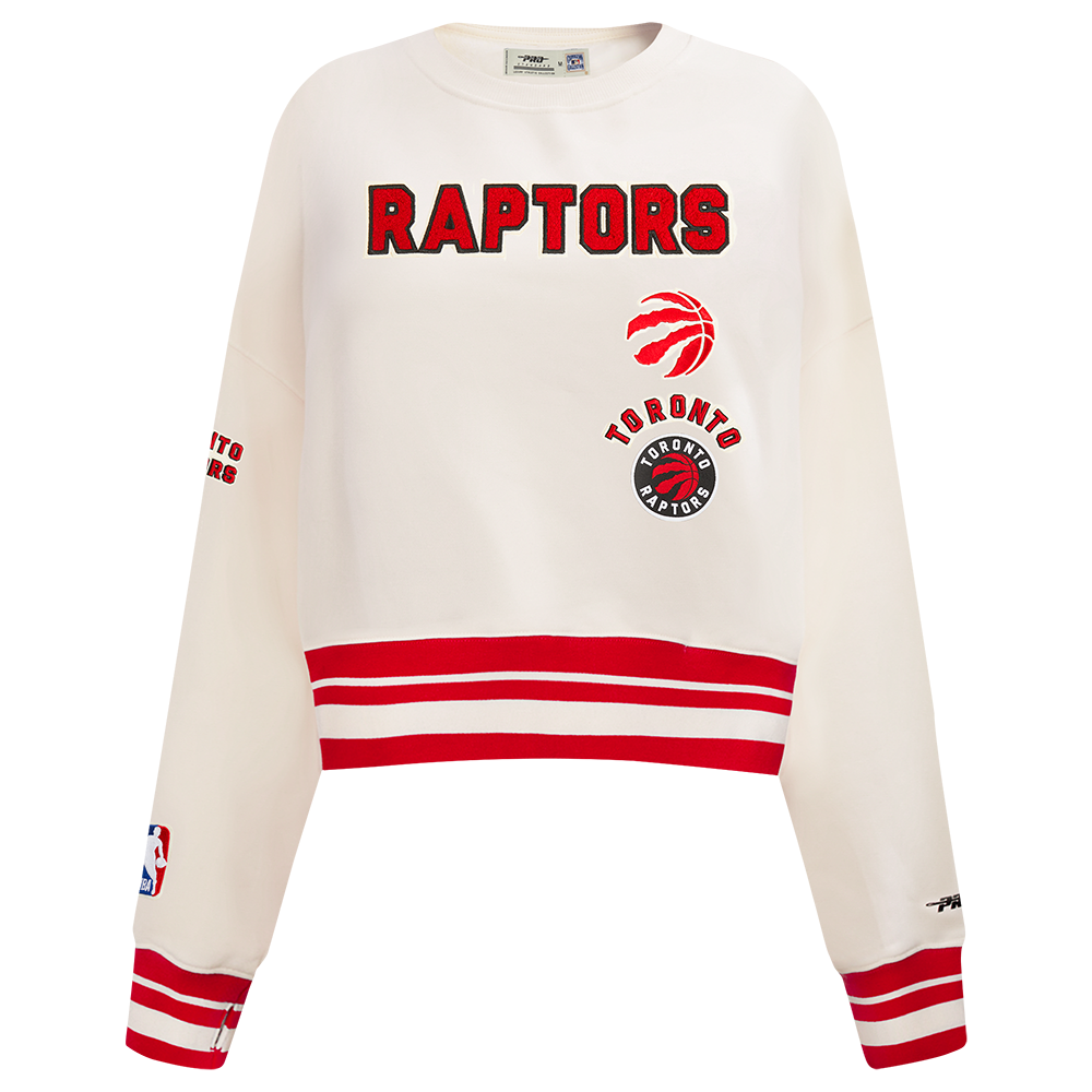 NBA TORONTO RAPTORS RETRO CLASSIC WOMEN'S RIB FLC CREWNECK (EGGSHELL/ RED)