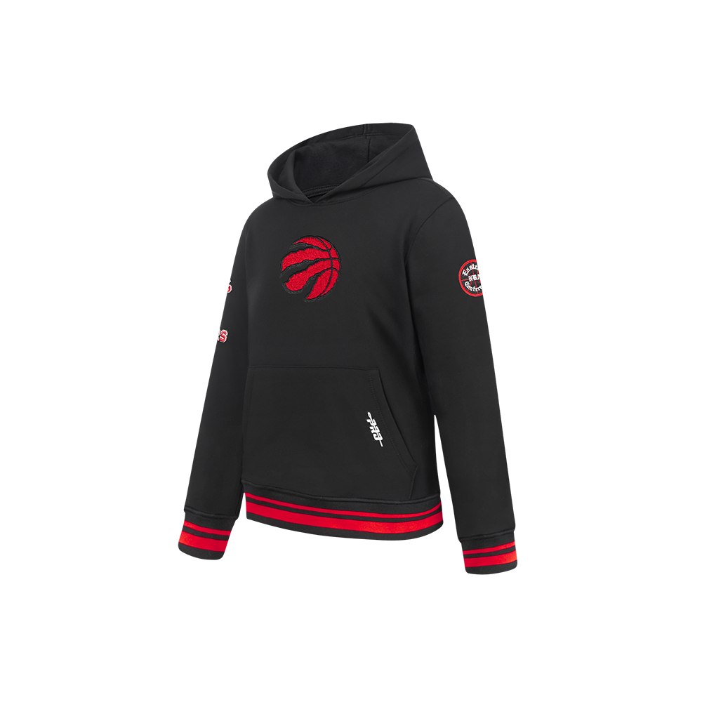 NBA TORONTO RAPTORS RETRO CLASSIC LITTLE BOYS RIB FLEECE PULLOVER HOODIE (BLACK/RED/BLACK)