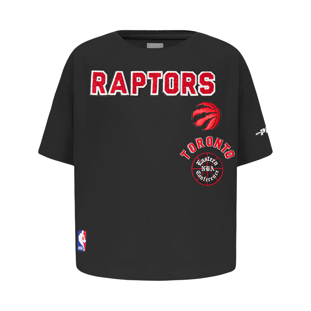 NBA TORONTO RAPTORS RETRO CLASSIC T-SHIRT À COUPE CARRÉE À MANCHES COURTES POUR FILLE ENFANT (NOIR)