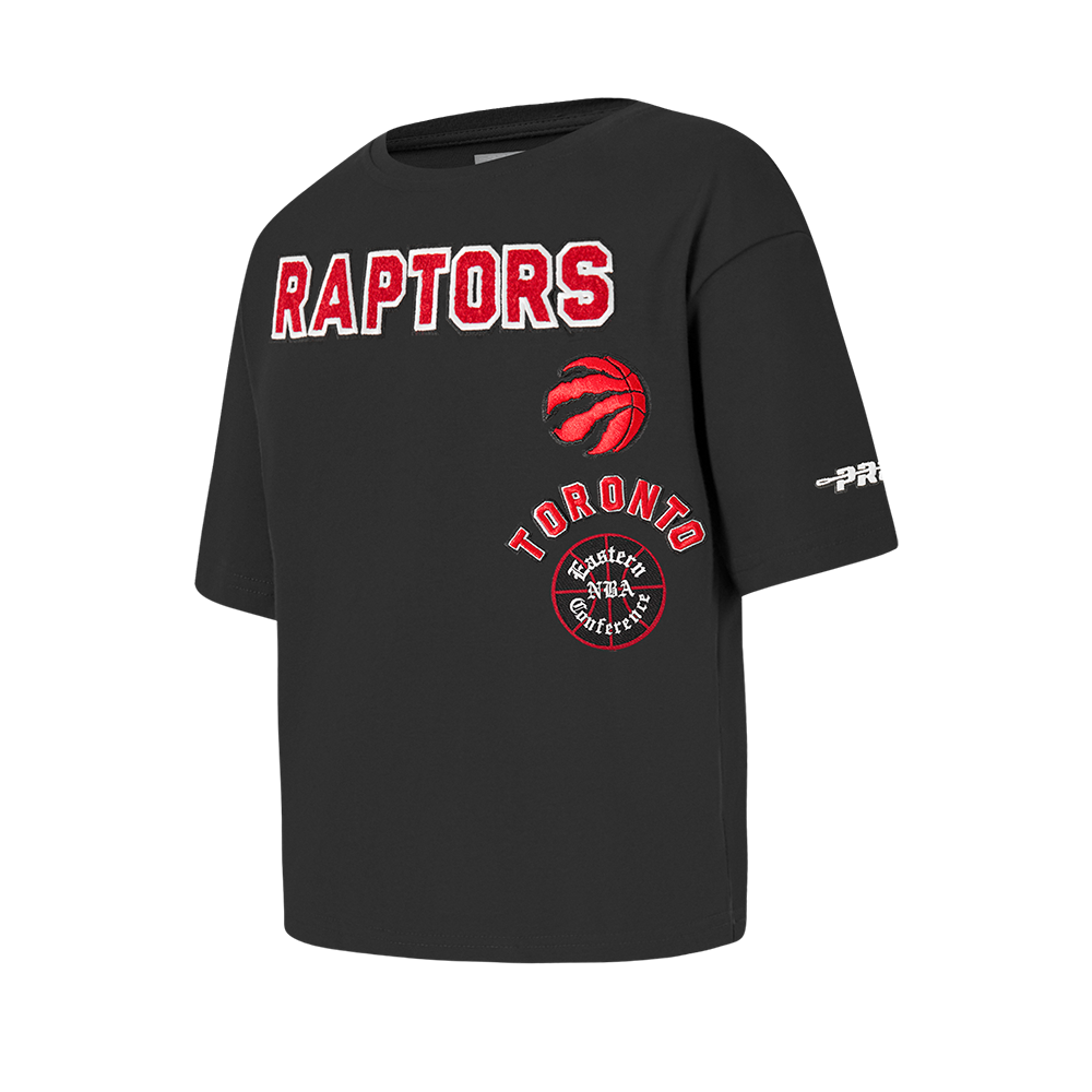 NBA TORONTO RAPTORS RETRO CLASSIC T-SHIRT À COUPE CARRÉE À MANCHES COURTES POUR FILLE ENFANT (NOIR)
