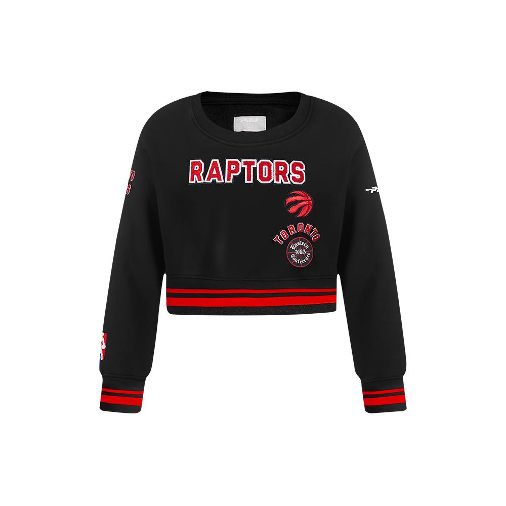 NBA TORONTO RAPTORS RETRO CLASSIC CHANDAIL À COL ROND EN MOLLETON CÔTELÉ POUR FILLE ENFANT (NOIR/ROUGE/NOIR)