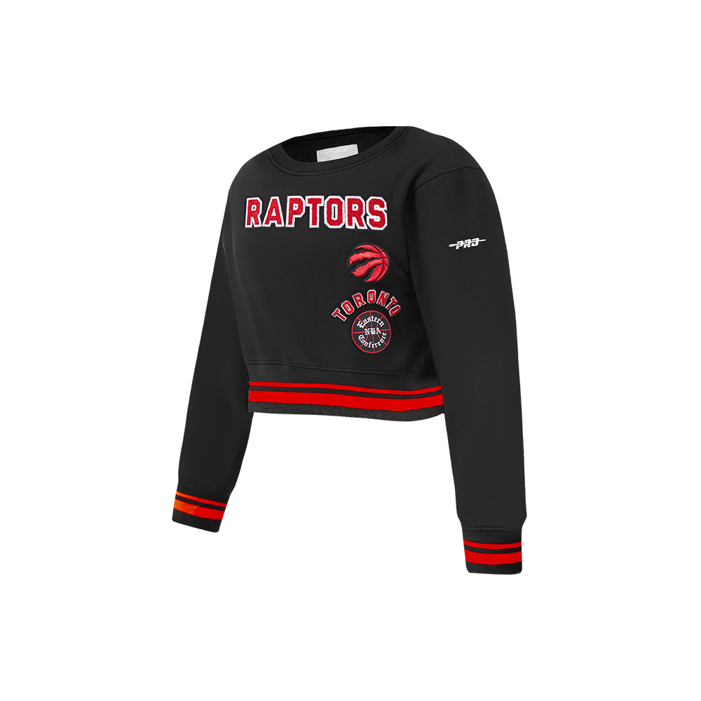 NBA TORONTO RAPTORS RETRO CLASSIC LITTLE GIRLS  RIB FLEECE CREWNECK (BLACK/RED/BLACK)