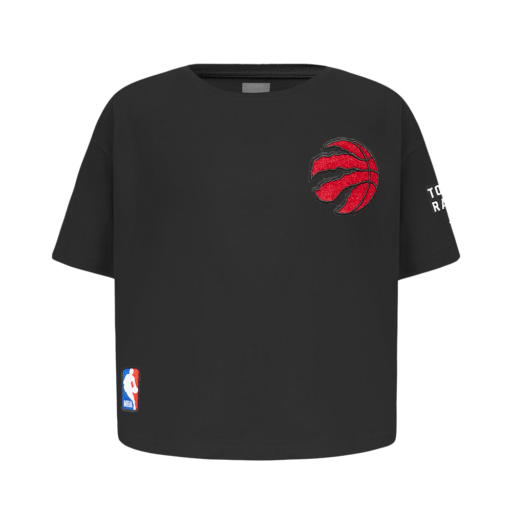NBA TORONTO RAPTORS CLASSIC T-SHIRT À COUPE CARRÉE À MANCHES COURTES POUR FILLE BAMBIN (NOIR)