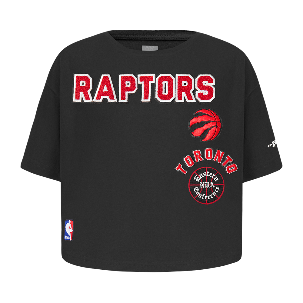 NBA TORONTO RAPTORS RETRO CLASSIC T-SHIRT À COUPE CARRÉE À MANCHES COURTES POUR FILLE BAMBIN (NOIR)