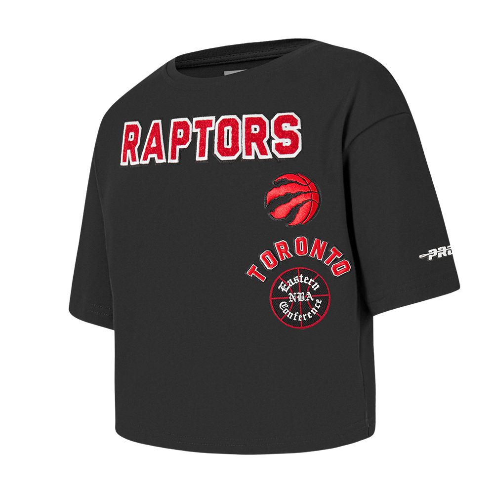 NBA TORONTO RAPTORS RETRO CLASSIC T-SHIRT À COUPE CARRÉE À MANCHES COURTES POUR FILLE BAMBIN (NOIR)