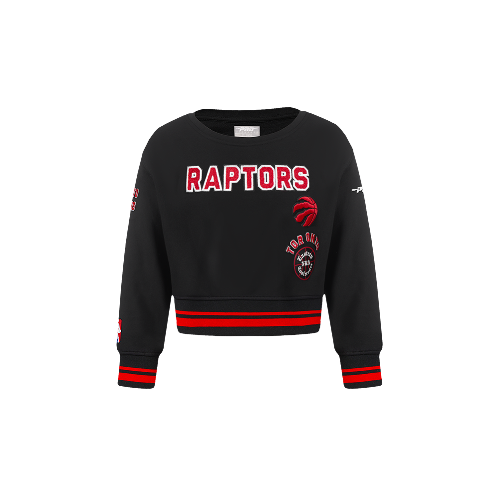 NBA TORONTO RAPTORS RETRO CLASSIC CHANDAIL À COL ROND EN MOLLETON CÔTELÉ POUR FILLE BAMBIN (NOIR/ROUGE/NOIR)
