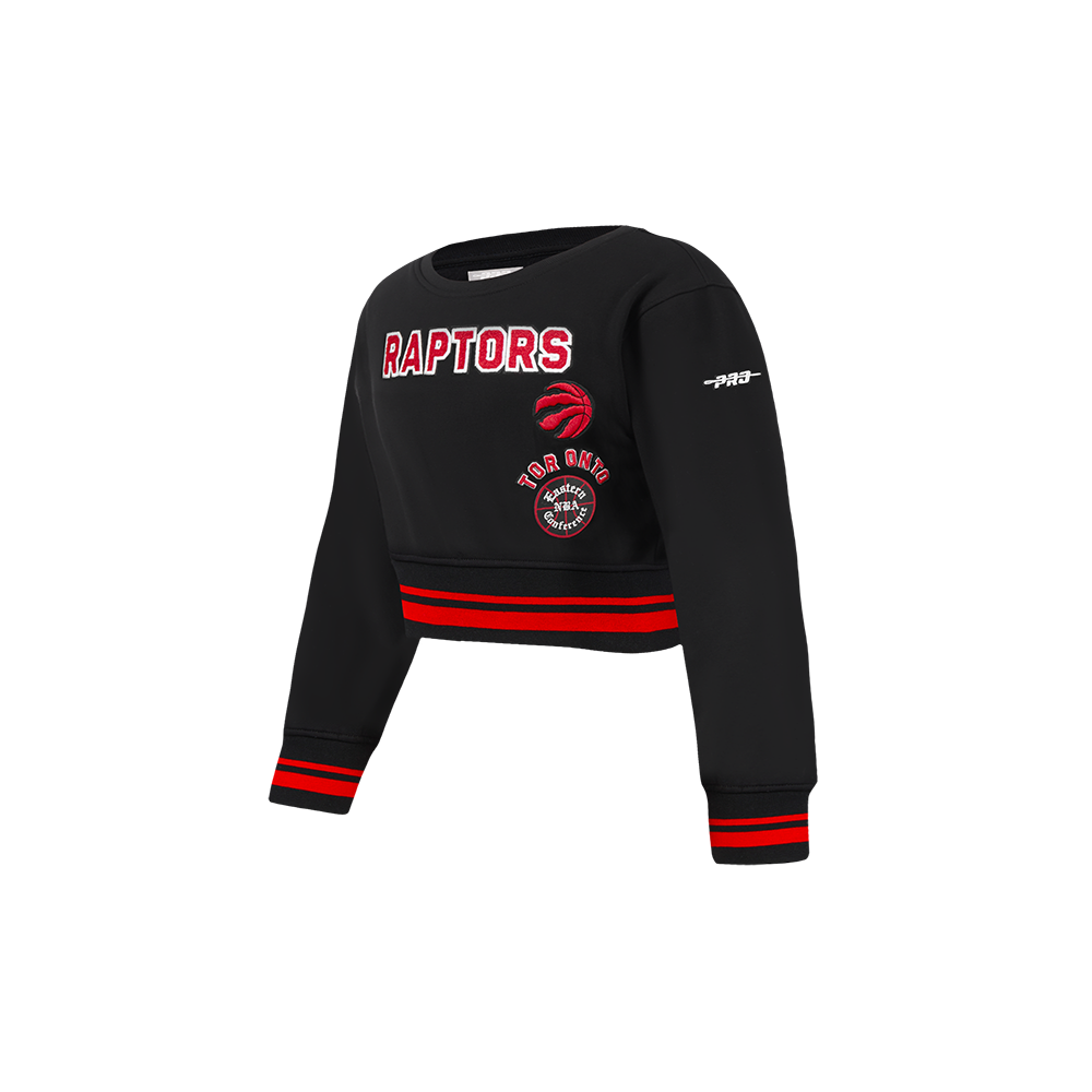 NBA TORONTO RAPTORS RETRO CLASSIC TODDLER GIRLS RIB FLEECE CREWNECK (BLACK/RED/BLACK)