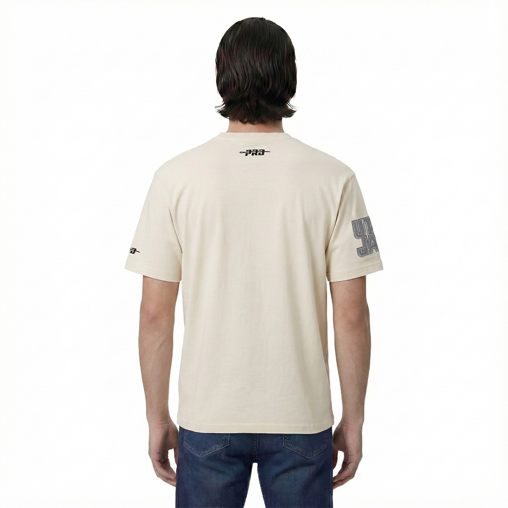 NBA UTAH JAZZ REVERSE FRENCH TERRY T-SHIRT EN JERSEY DE COTON À ÉPAULES TOMBANTES POUR HOMME (COQUILLE D'ŒUF)