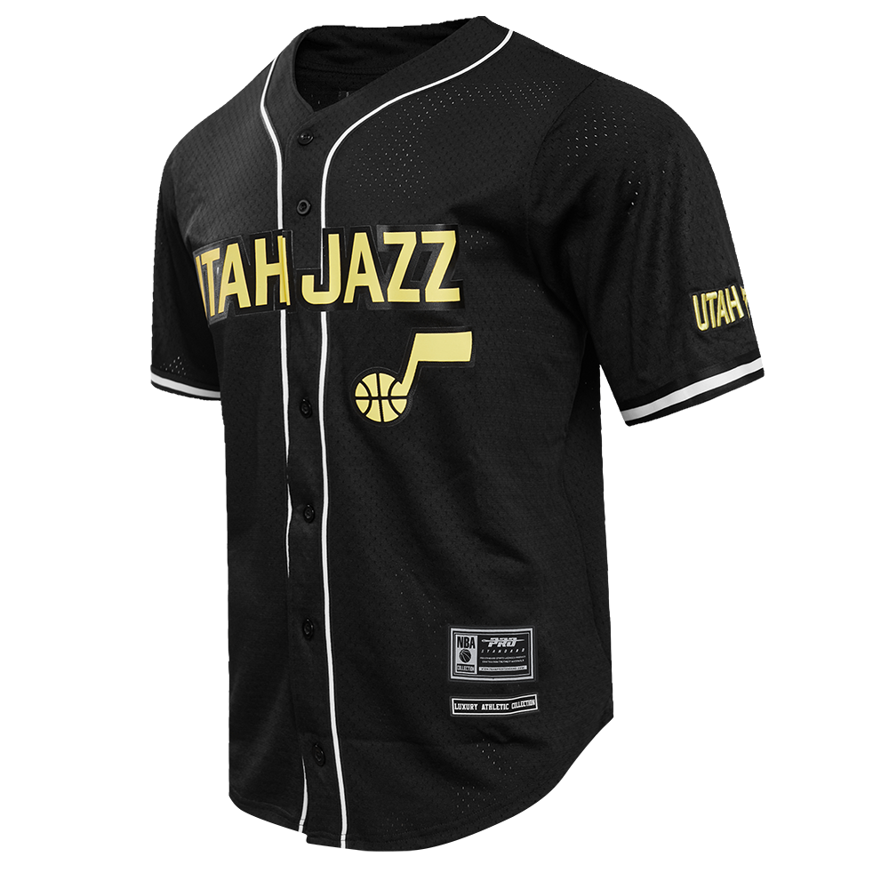 NBA UTAH JAZZ CLASSIC MEN'S MESH BUTTON DOWN JERSEY (BLACK)