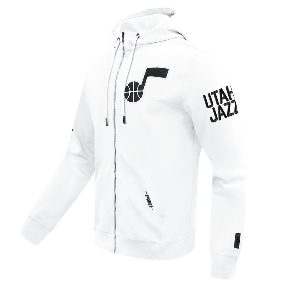 NBA UTAH JAZZ CLASSIC CHENILLE MEN'S DK FZ HOODIE (WHITE)