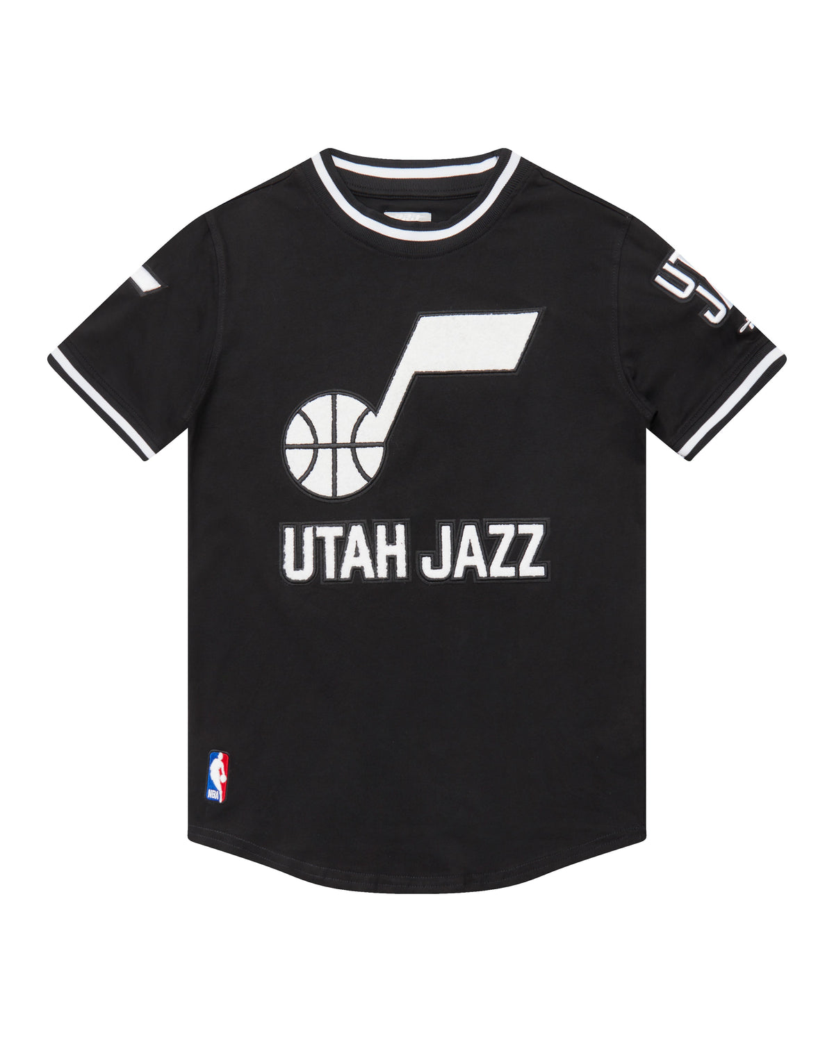 NBA UTAH JAZZ CLASSIC T-SHIRT CÔTELÉ RAYÉ À MANCHES COURTES POUR GARÇON JUNIOR (NOIR)