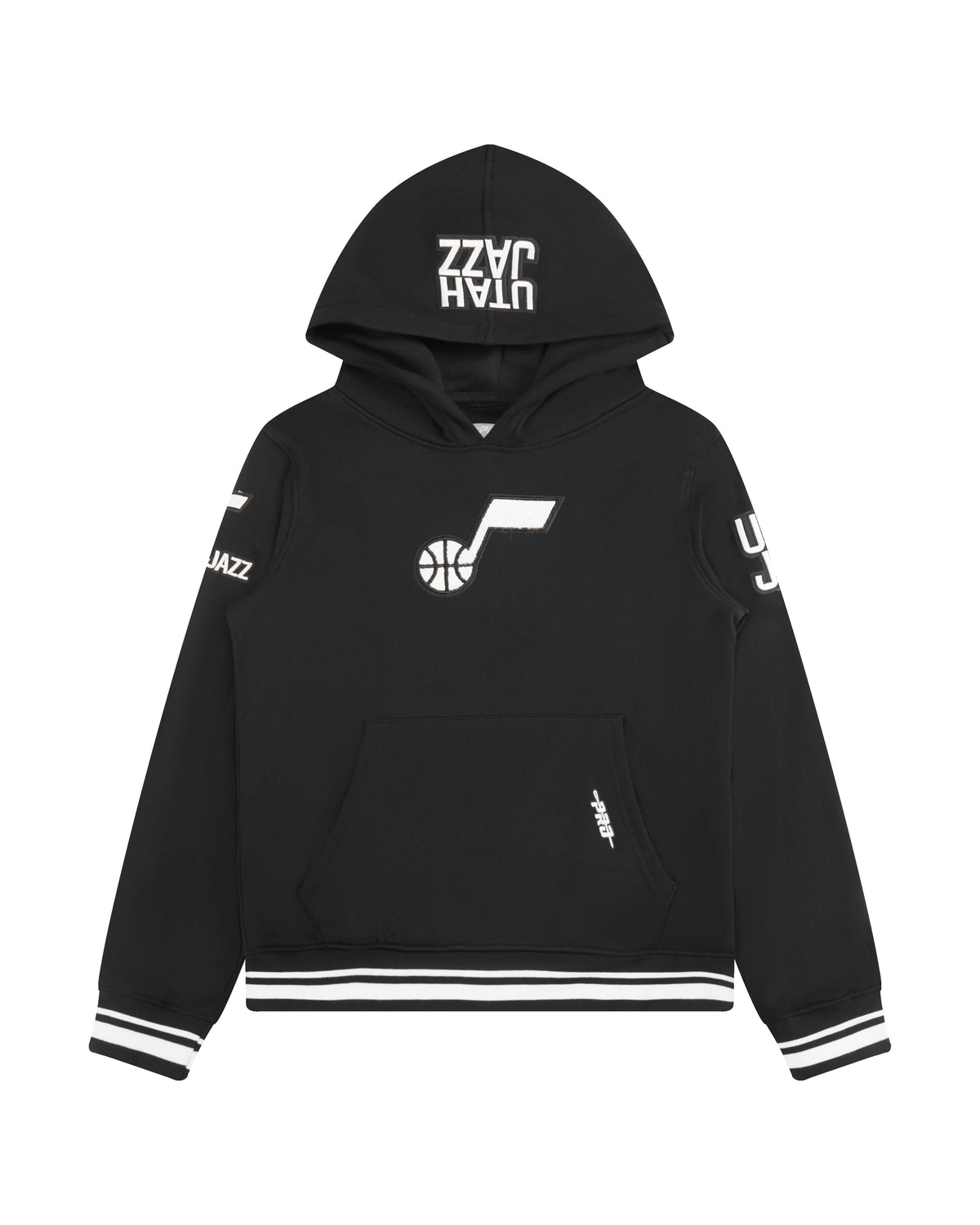 NBA UTAH JAZZ RETRO CLASSIC BIG BOY'S RIB FLEECE PULLOVER HOODIE (BLACK)