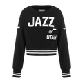 NBA UTAH JAZZ RETRO CLASSIC BIG GIRL'S RIB FLC CREWNECK (BLACK)