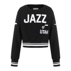 NBA UTAH JAZZ RETRO CLASSIC BIG GIRL'S RIB FLC CREWNECK (BLACK)