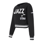 NBA UTAH JAZZ RETRO CLASSIC BIG GIRL'S RIB FLC CREWNECK (BLACK)