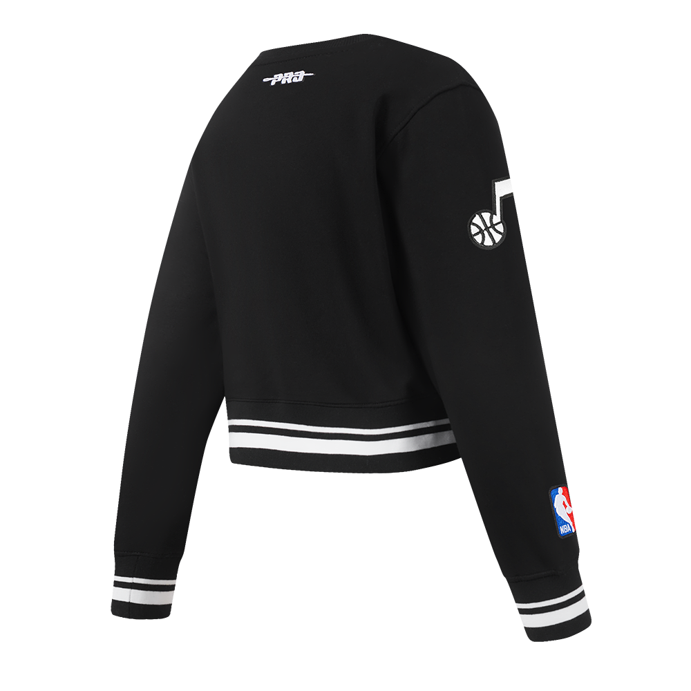 NBA UTAH JAZZ RETRO CLASSIC BIG GIRL'S RIB FLC CREWNECK (BLACK)