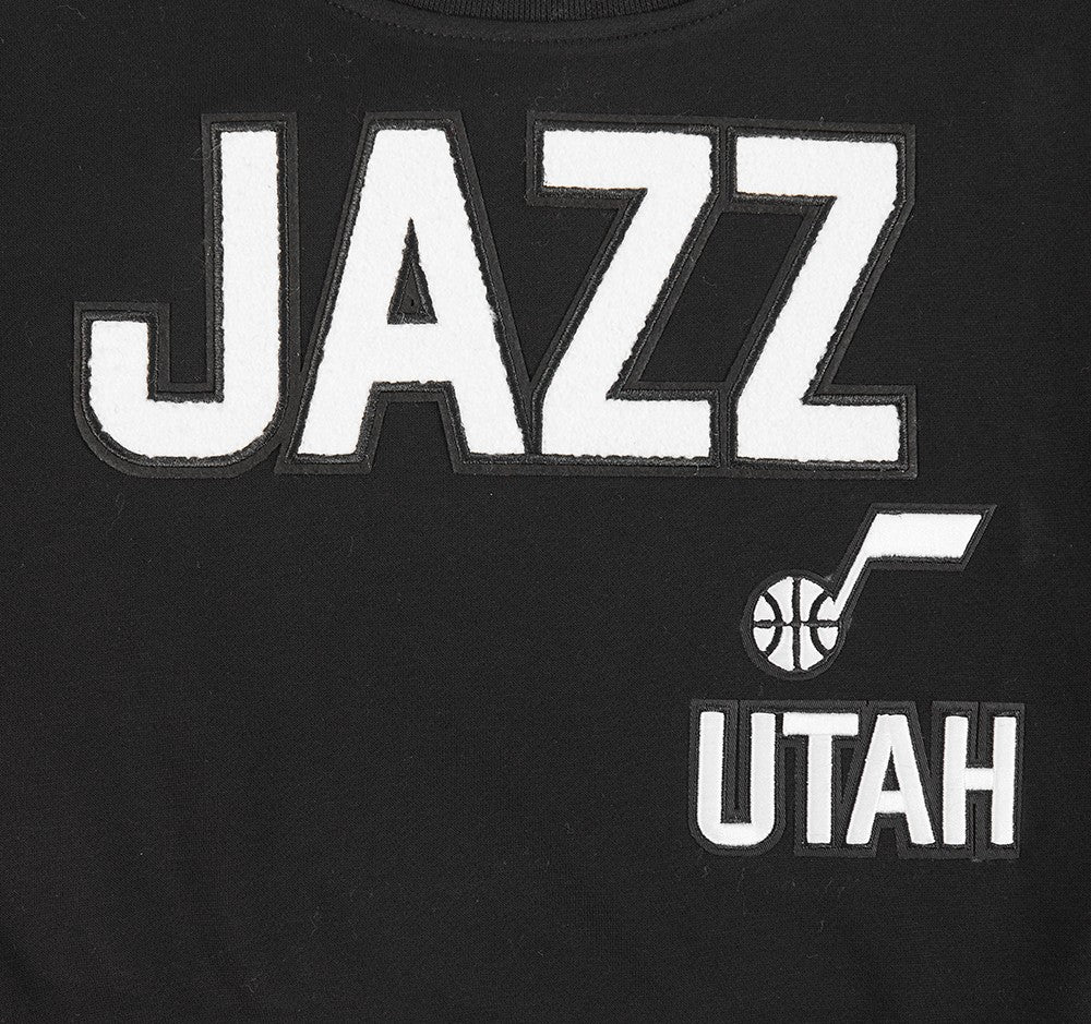 NBA UTAH JAZZ RETRO CLASSIC BIG GIRL'S RIB FLC CREWNECK (BLACK)