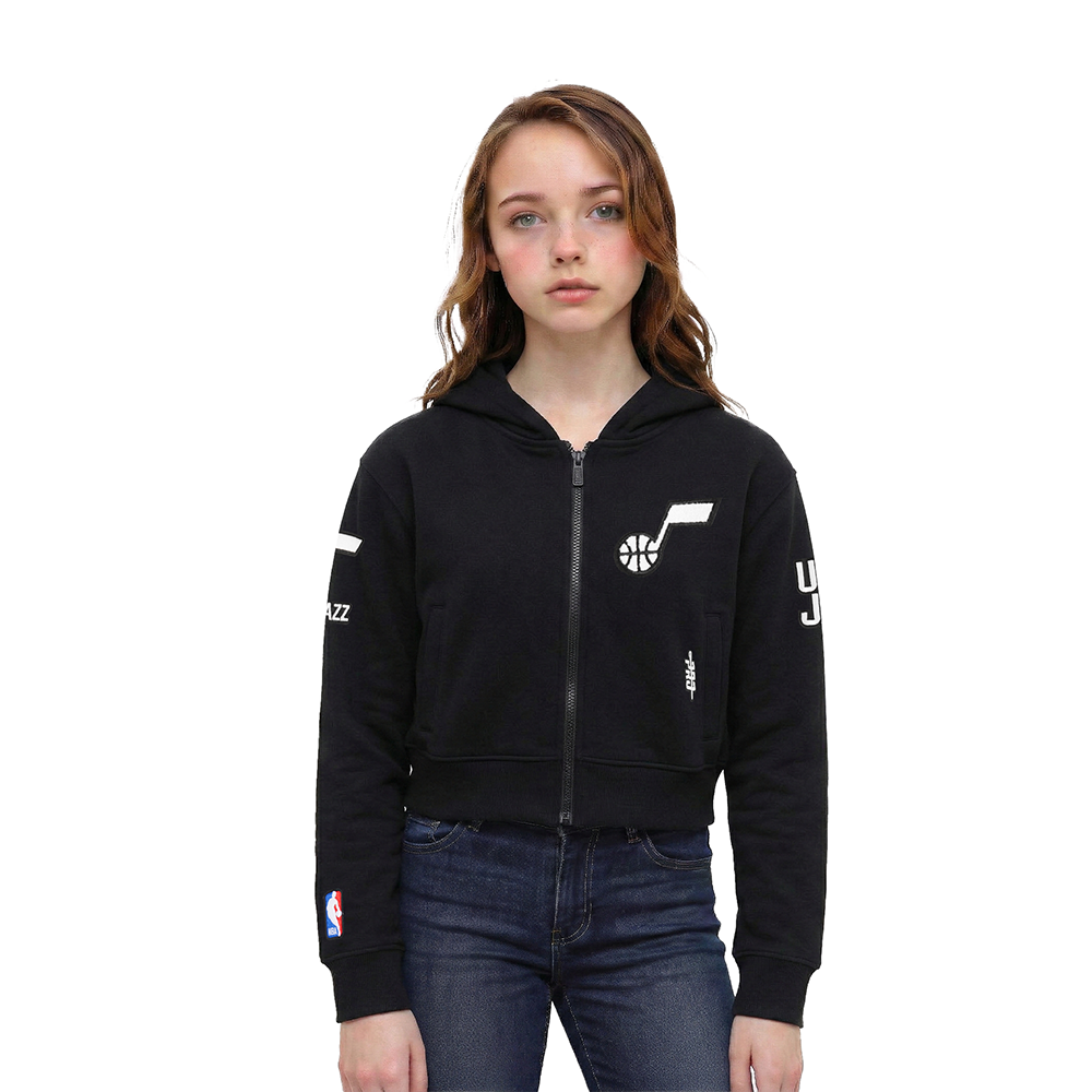 NBA UTAH JAZZ CLASSIC CHANDAIL À CAPUCHON EN MOLLETON À GLISSIÈRE POUR FILLE ENFANT (NOIR)