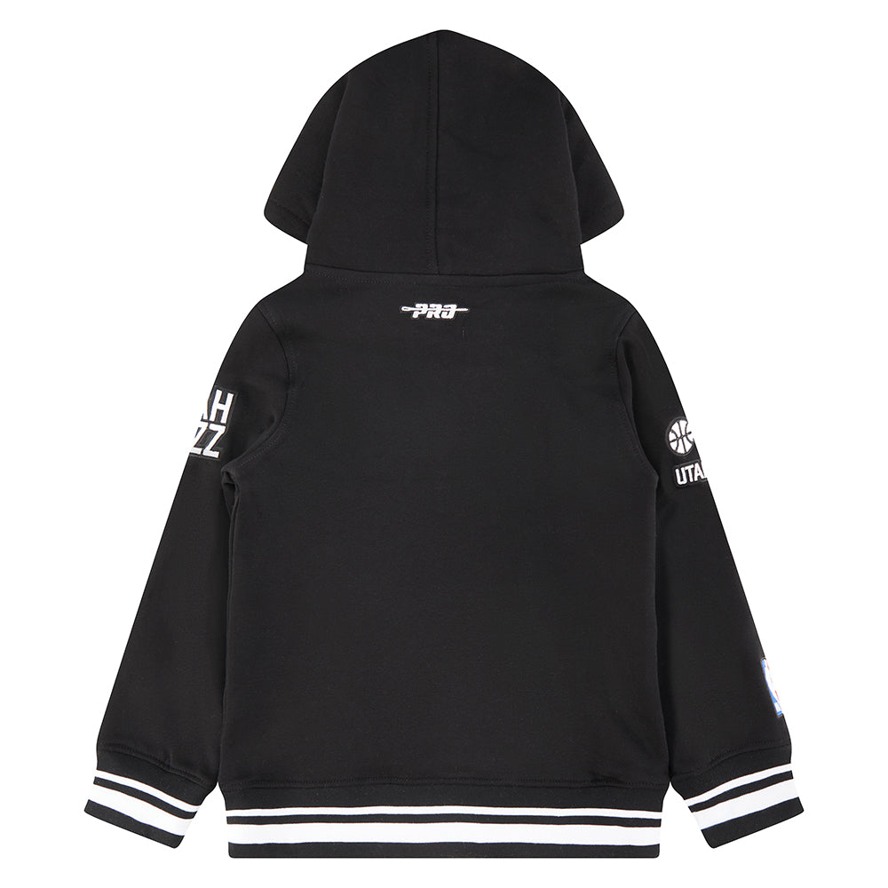 NBA UTAH JAZZ RETRO CLASSIC TODDLER BOYS RIB FLEECE PULLOVER HOODIE (BLACK)