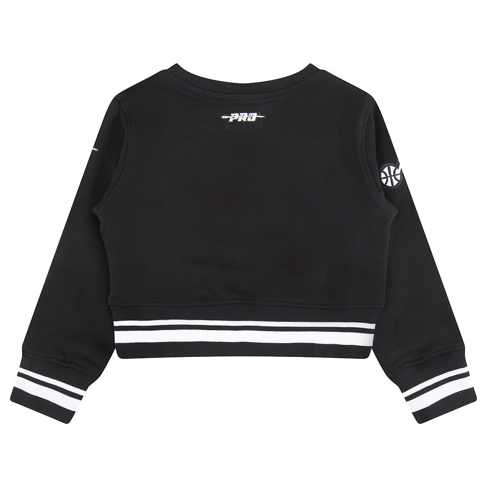 NBA UTAH JAZZ RETRO CLASSIC TODDLER GIRLS  RIB FLEECE CREWNECK (BLACK)