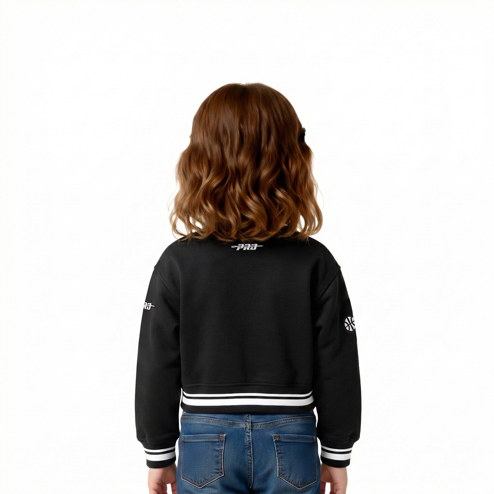 NBA UTAH JAZZ RETRO CLASSIC TODDLER GIRLS  RIB FLEECE CREWNECK (BLACK)