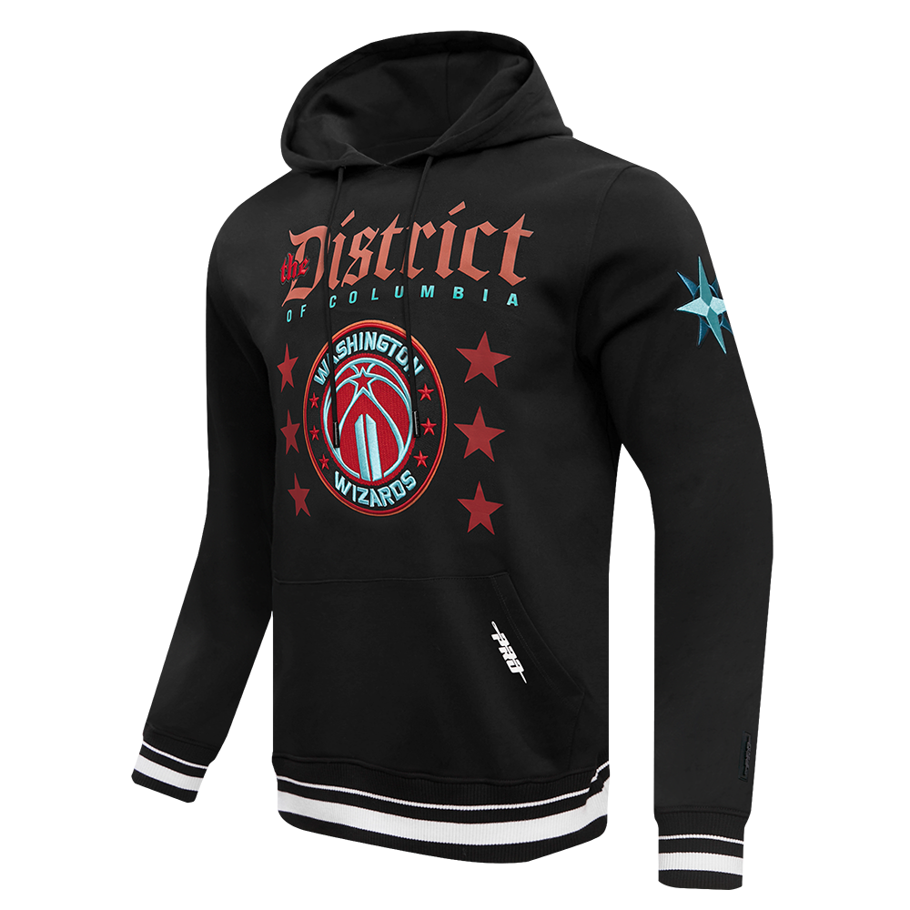 NBA WASHINGTON WIZARDS MEN'S CHEST DIAMOND RIB PO HOODIE (BLACK)