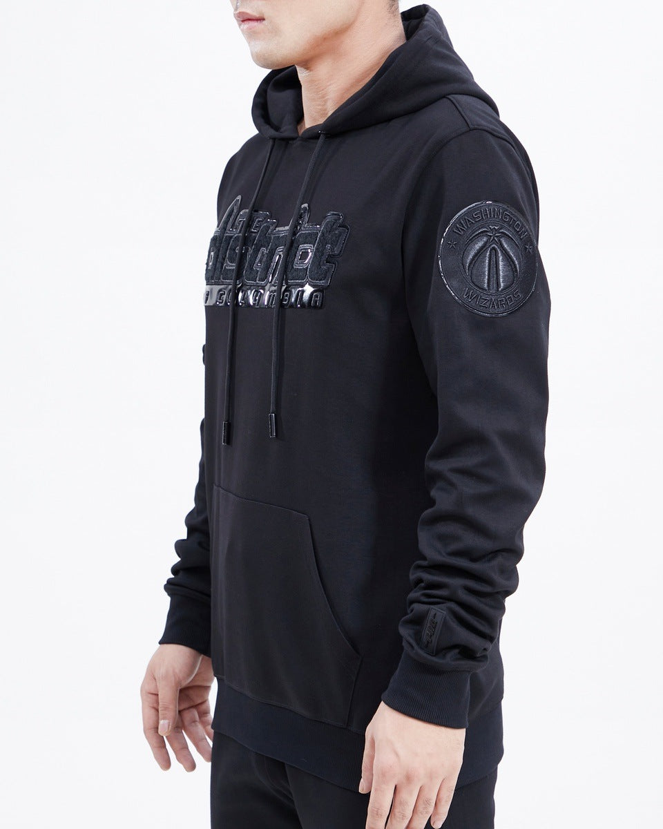 NBA WASHINGTON WIZARDS TRIPLE BLACK LOGO MEN'S PO HOODIE (BLACK)