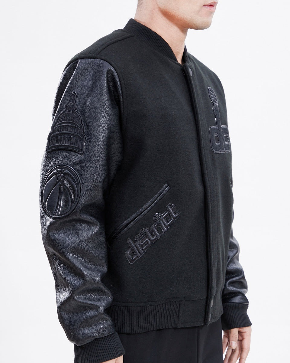 NBA WASHINGTON WIZARDS TRIPLE BLACK MEN'S VARSITY JACKET (BLACK)