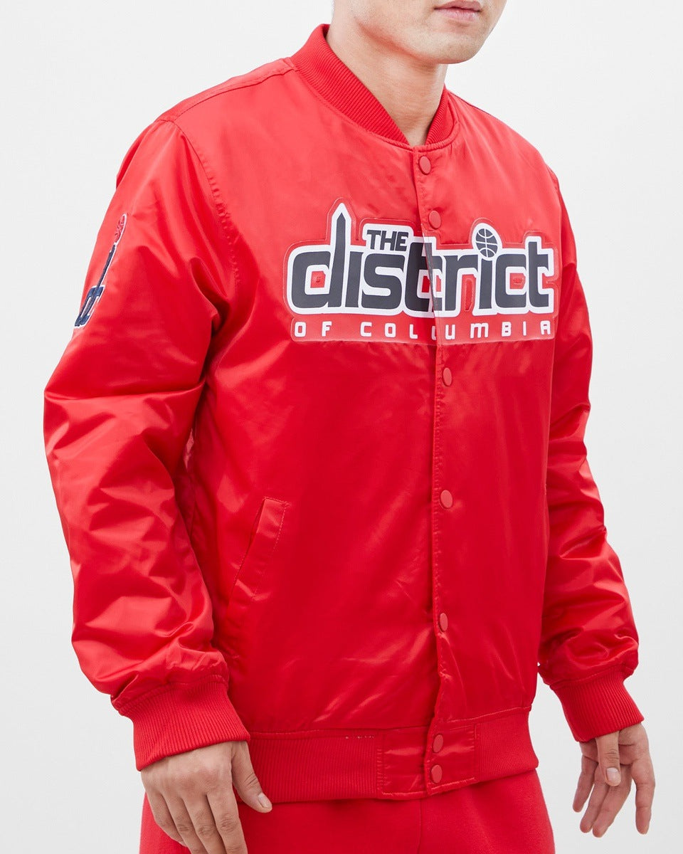 NBA WASHINGTON WIZARDS BIG LOGO MEN'S SATIN JACKET (RED)