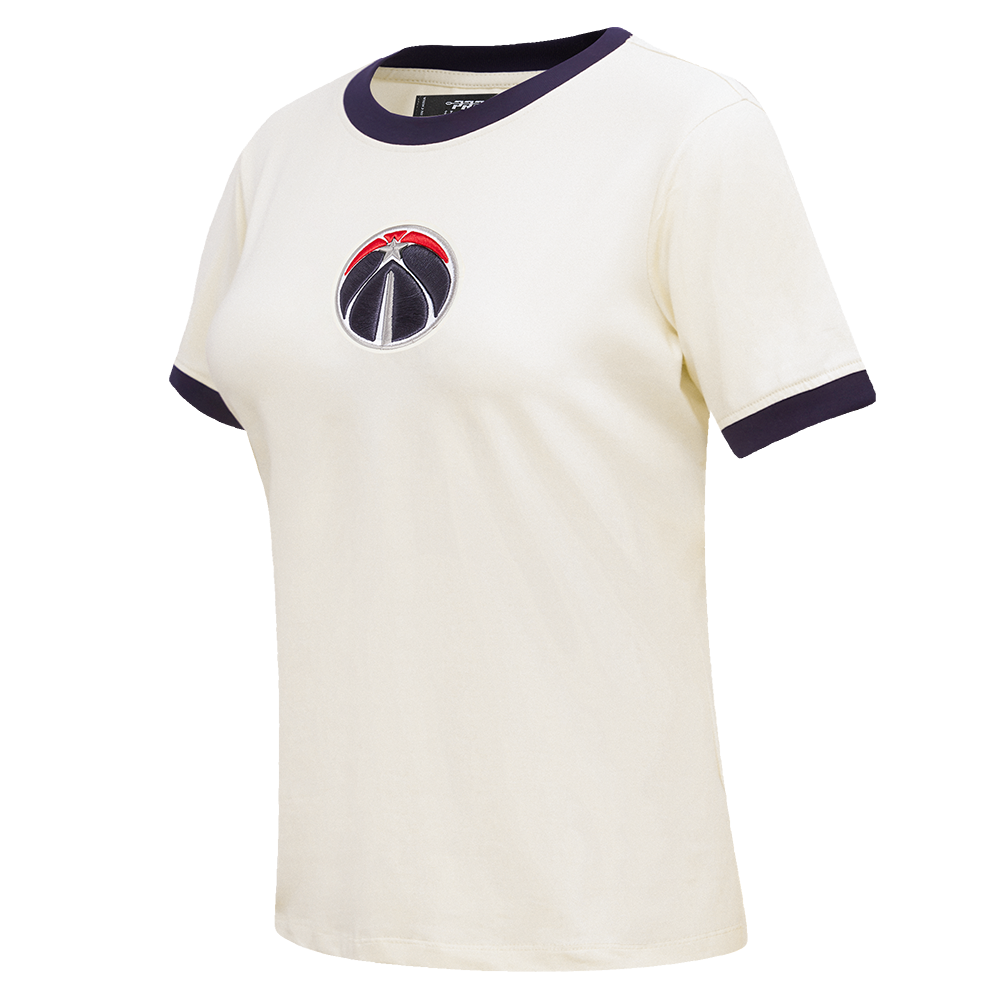NBA WASHINGTON WIZARDS PINSTRIPE RETRO CLASSIC WOMEN'S SJ RINGER TEE (EGGSHELL/ MIDNIGHT NAVY)