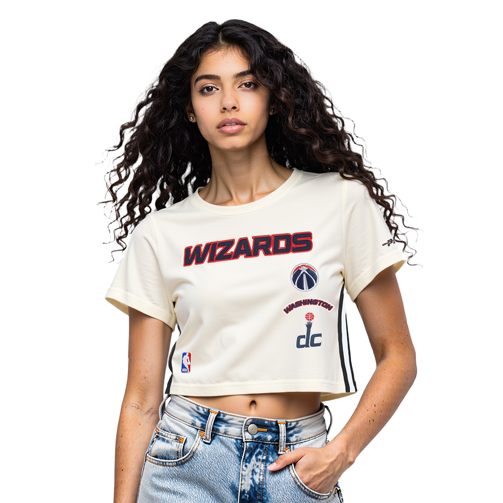 NBA WASHINGTON WIZARDS RETRO CLASSIC T-SHIRT À COUPE CARRÉE POUR FEMME (COQUILLE D'ŒUF)