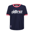 NBA WASHINGTON WIZARDS CLASSIC T-SHIRT CÔTELÉ RAYÉ À MANCHES COURTES POUR GARÇON JUNIOR (MARINE MINUIT/ROUGE)